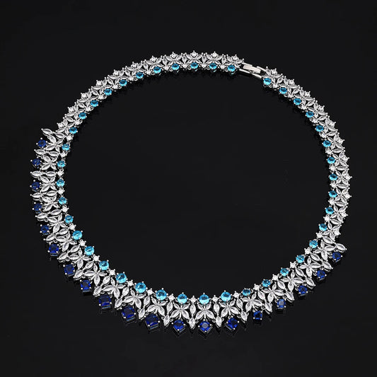 Luxury two-tone jewelry set with cubic zirconia.